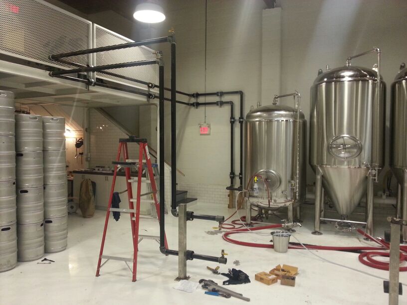 Steel Piping for Glycol lines in progress A&D Coastal Plumbing and